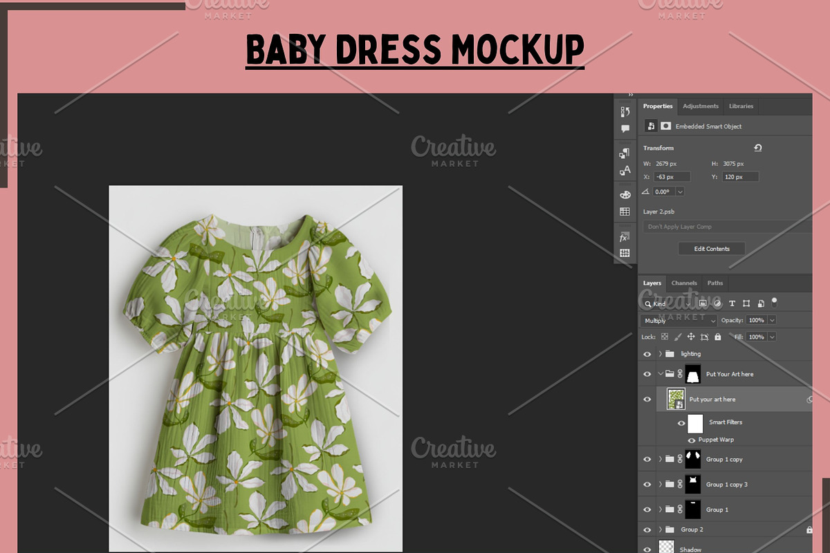 Baby Girl Dress Mockup, a Shirt Mockup by Nora Gad (Photo 5 of 15)