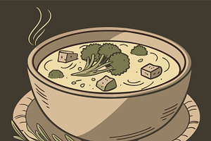 Creamy broccoli soup in a bowl, a Food Illustration by SouravDesign