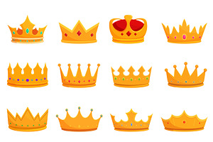 Cartoon golden crowns. Isolated king, an Illustration by Valerie Bodnar
