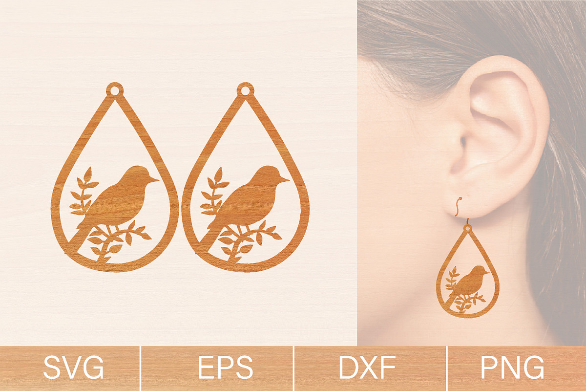 Bird Earrings Laser Cut SVG Bundle, an Object Graphic by jannatulpakhi (Photo 2 of 8)