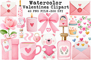 Watercolor Valentines Clipart, an Illustration by Libby Wishes (Thumbnail 1 of 6)