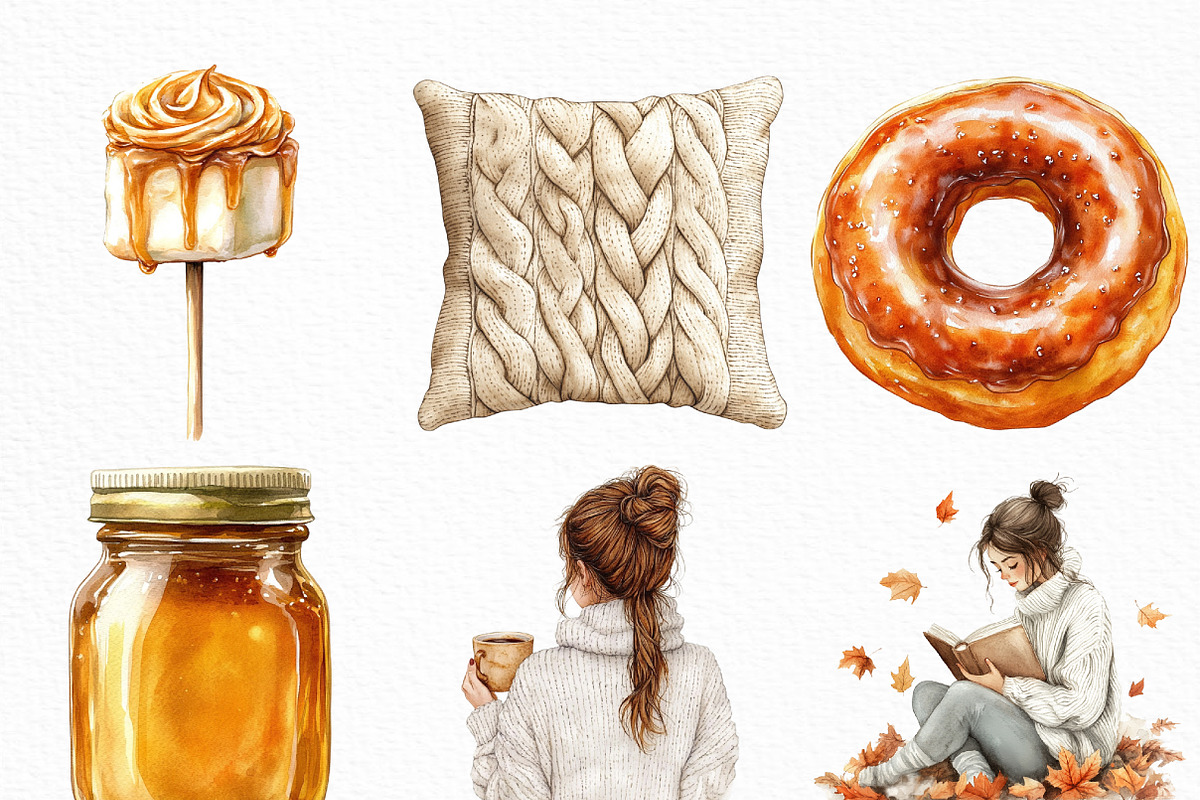 Cozy Caramel & White Fall Clipart, an Illustration by Craft Nest (Photo 5 of 6)