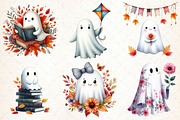 Watercolor Autumn Boho Ghost Clipart, an Illustration by Libby Wishes (Thumbnail 4 of 6)