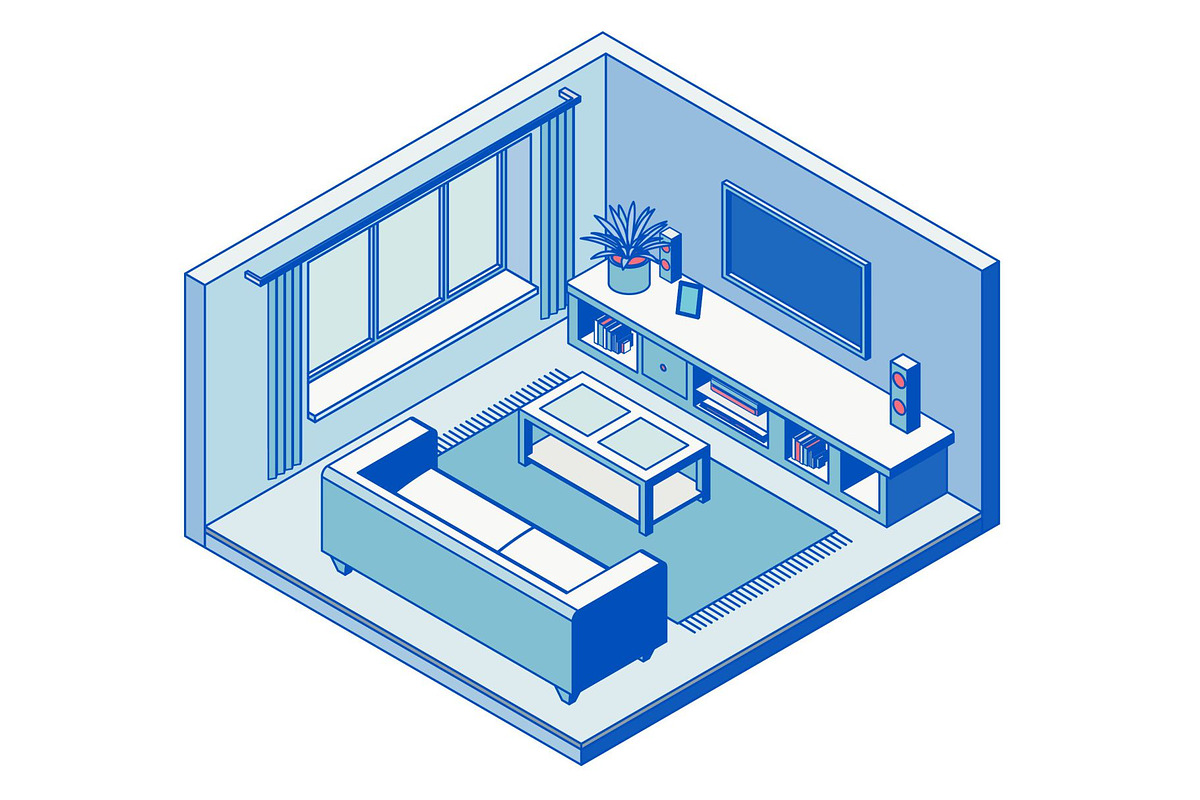 Isometric living room interior, an Object Graphic by Mary P (Photo 2 of 2)