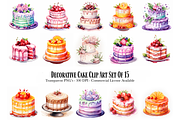 Decorative Cake Clipart Set Of 12, an Object Illustration by EzDigitals (Thumbnail 1 of 9)