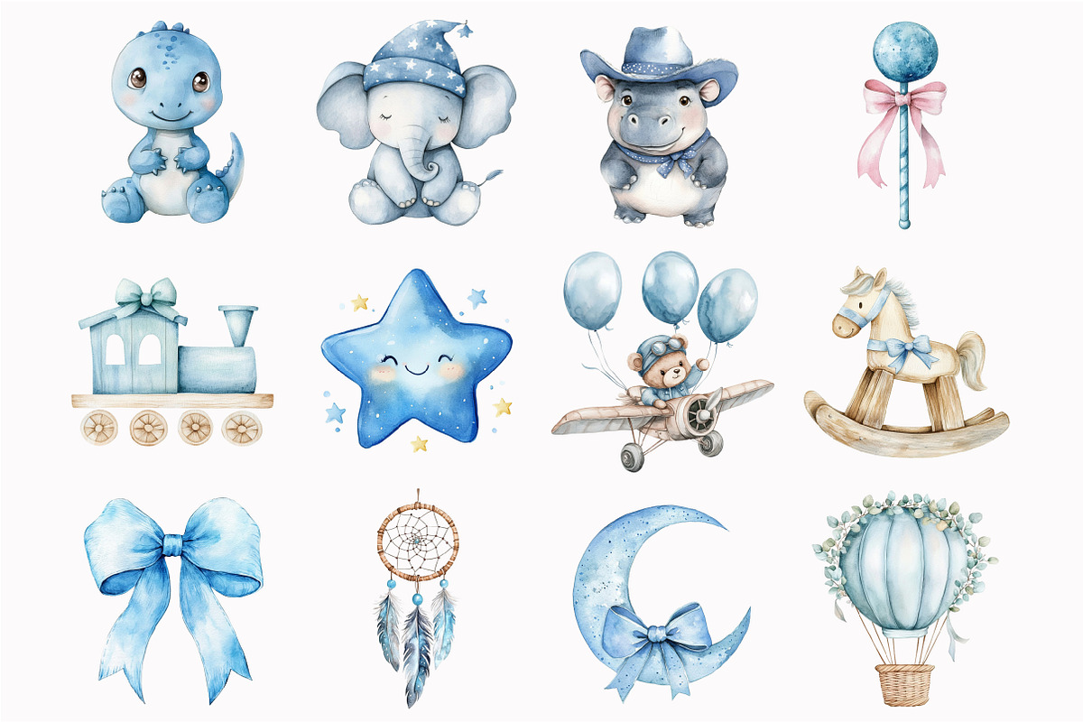 Blue Boho Nursery Clipart, an Illustration by Design Market (Photo 5 of 5)