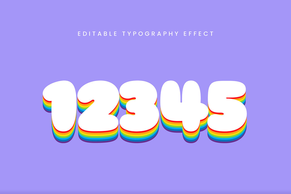 Rainbow Bubble 3D Text Effect preview 2