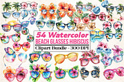 Tropical Summer Beach Glasses Hibisc, an Illustration by DreamCafeArt (Thumbnail 1 of 5)