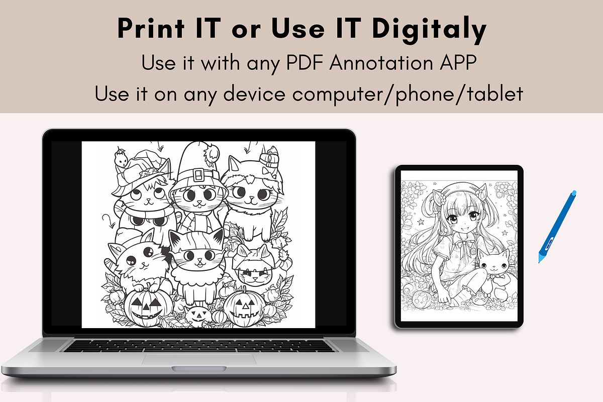 30 Cute Cat Coloring Book for Adults, an Animal Illustration by LA Design (Photo 8 of 10)