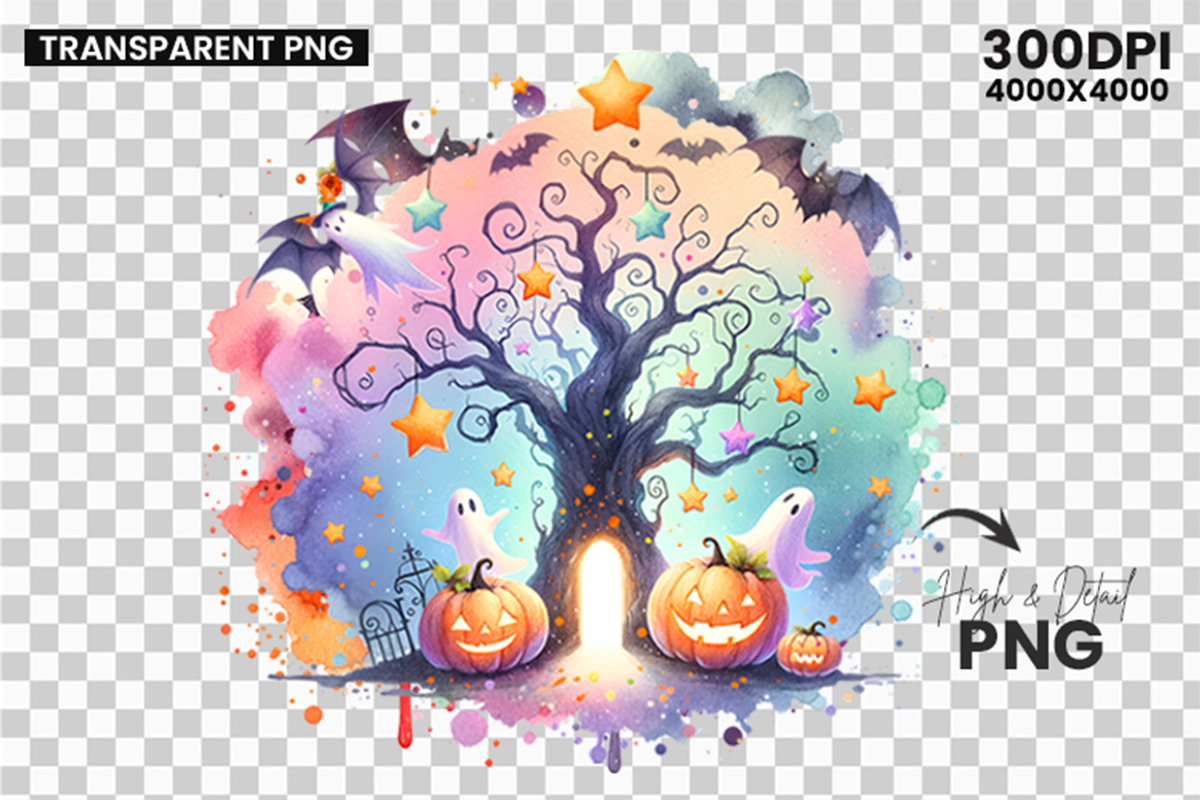 Halloween Pastel Halloween Tree, an Illustration by Creative Arslan (Photo 3 of 3)