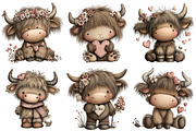 Quirky Valentine Highland Cow Clipar, an Illustration by Craft Nest (Thumbnail 8 of 10)