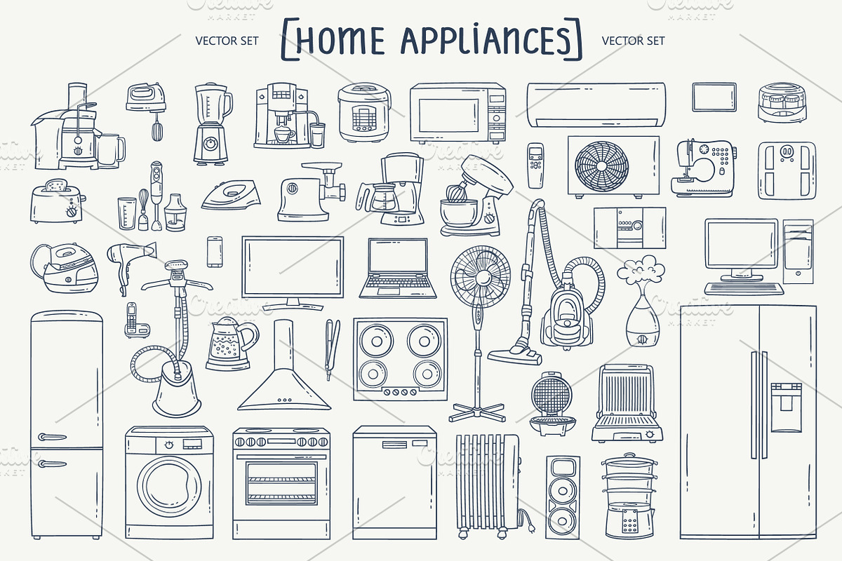 Vector set with home appliances, an Object Graphic by Olga Chuklay (Photo 2 of 2)