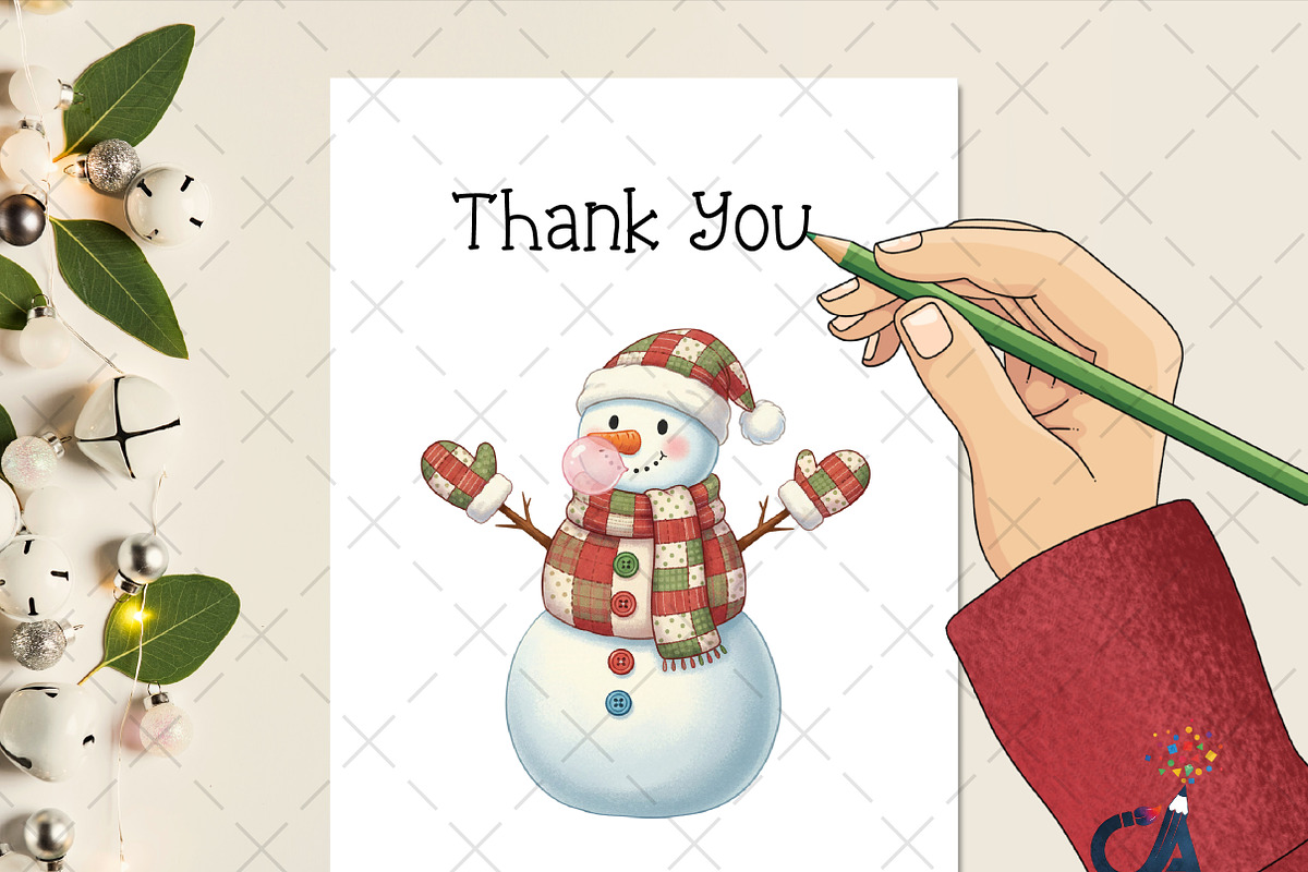 Cute Patchwork Snowman Christmas PNG, an Illustration by Creative Art (Photo 6 of 6)