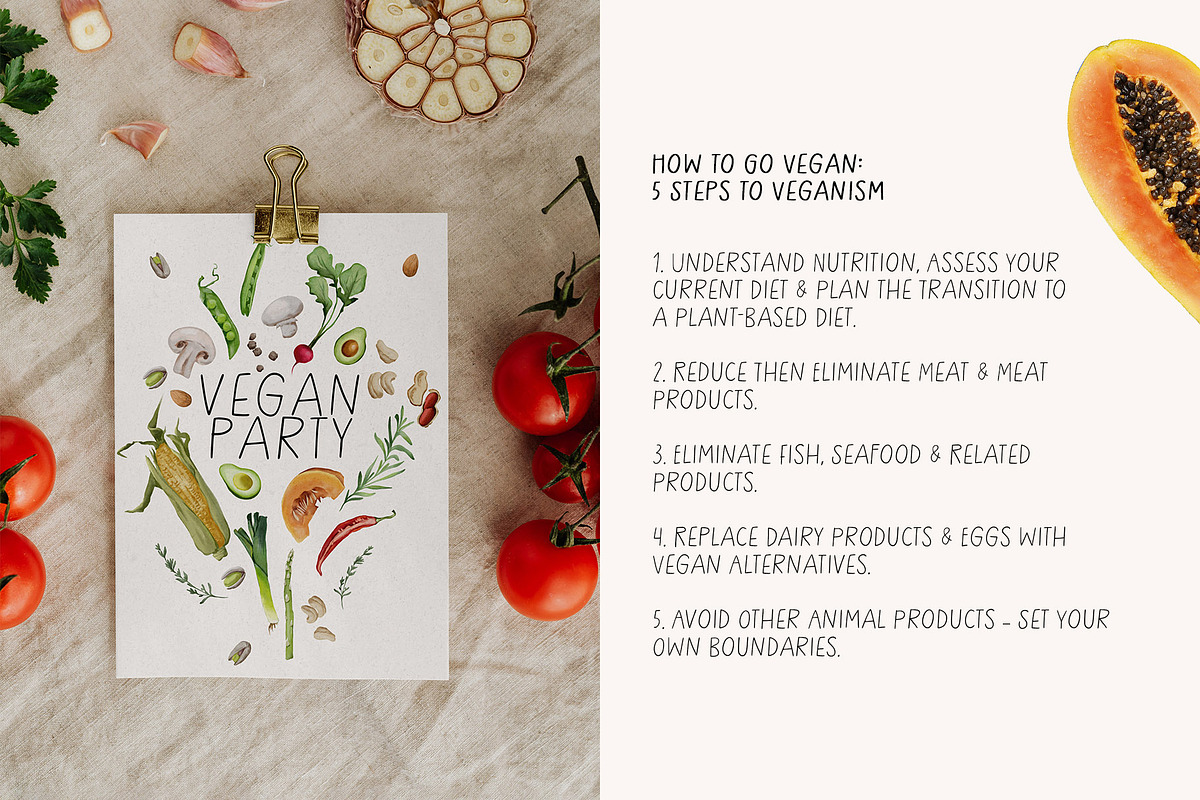 VEGAN FOOD watercolor set, a Food Illustration by Yuliia Lashevska (Photo 8 of 14)