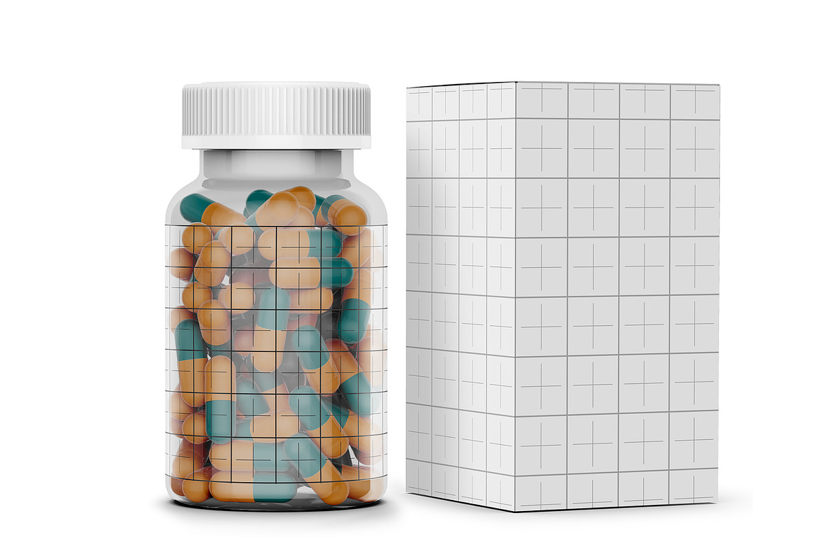 Amber Pills Box And Bottle Mockup, a Packaging Mockup by Reformer Mockup (Photo 5 of 6)