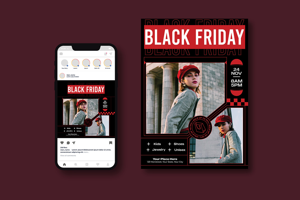 Black Friday Sale Flyer, a Flyer Template by iDoodle Studio