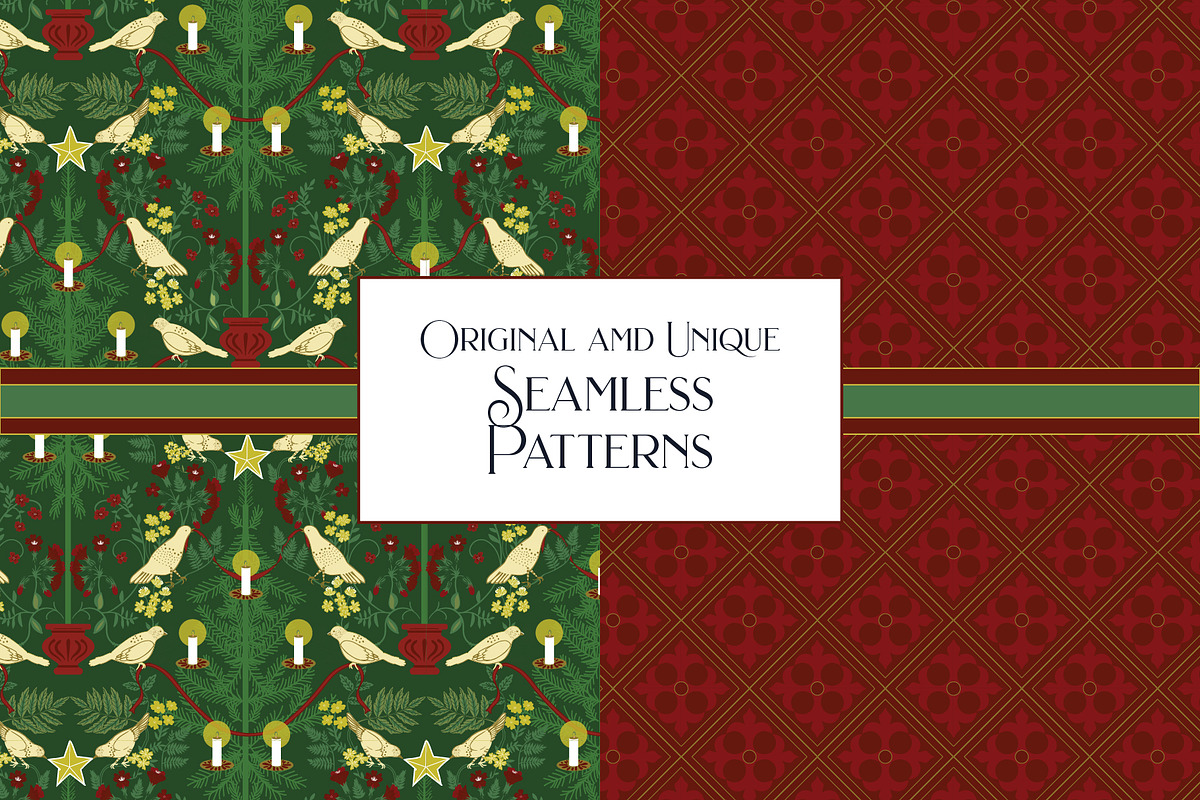 William Morris Style Christmas, a Pattern Graphic by RachelStudio (Photo 5 of 6)