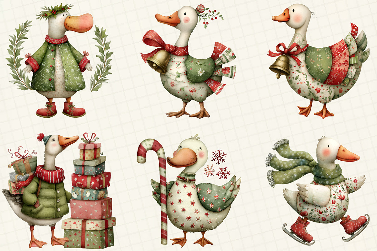 Whimsical Geese Clipart Bundle, an Illustration by DreamCafeArt (Photo 3 of 7)