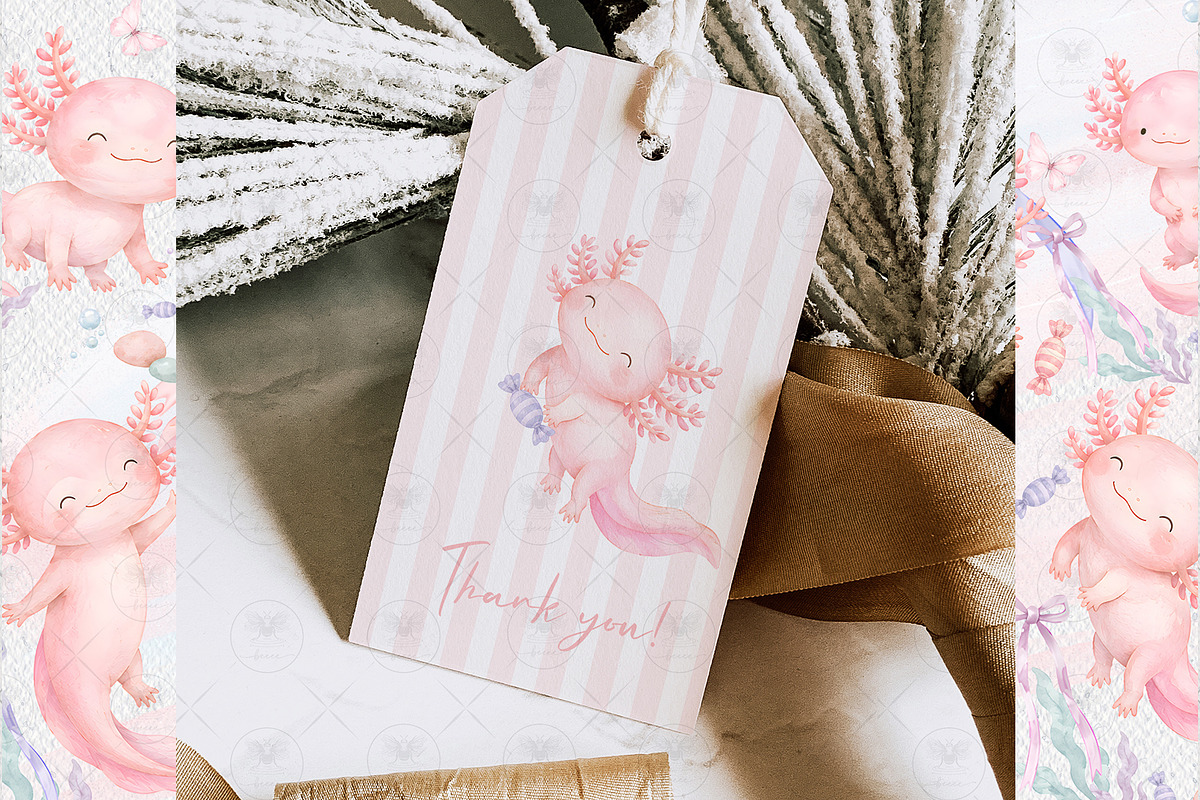 Cute Axolotl Clipart Watercolor, an Animal Illustration by BigCakeBee (Photo 4 of 4)
