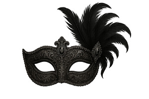 Black ornate masquerade mask with fe, an Illustration by Dvoevnore photos