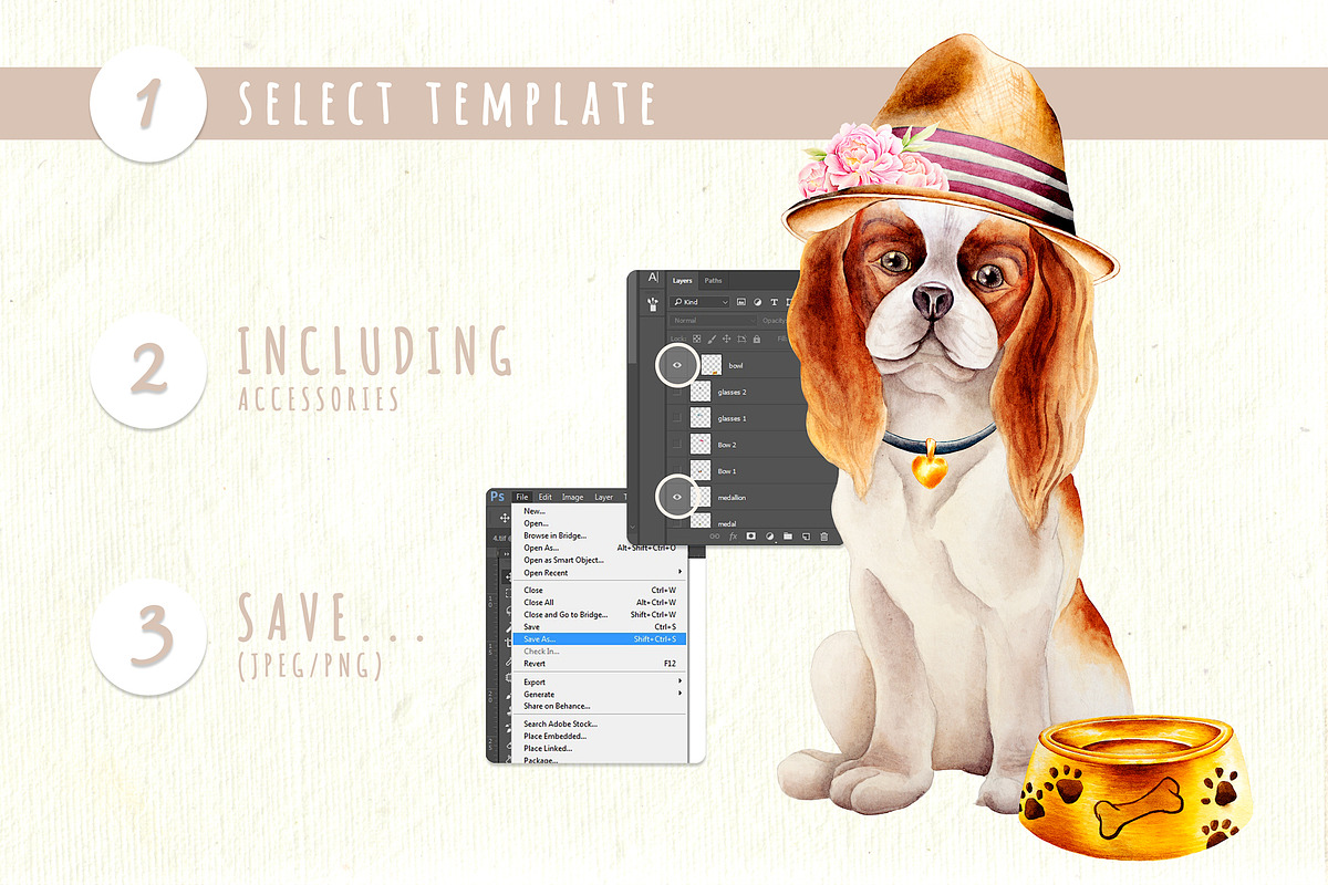 Watercolor Dog creator + calendar, an Animal Illustration by Integrity_store (Photo 6 of 10)