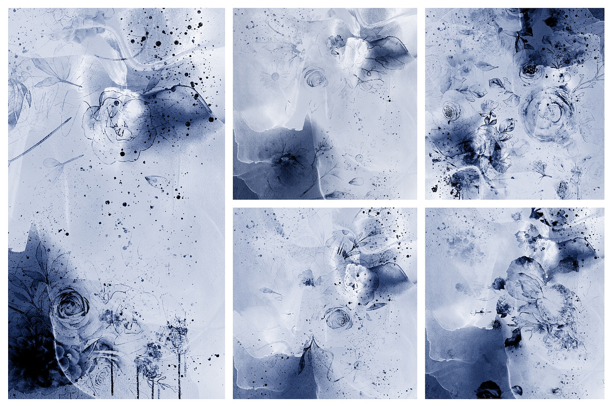 Watercolor Floral Backgrounds, a Texture Graphic by sibel dayı (Photo 7 of 16)