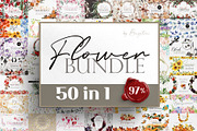 Watercolor Flower Bundle-50 in 1, an Illustration by Beigetime (Thumbnail 1 of 10)