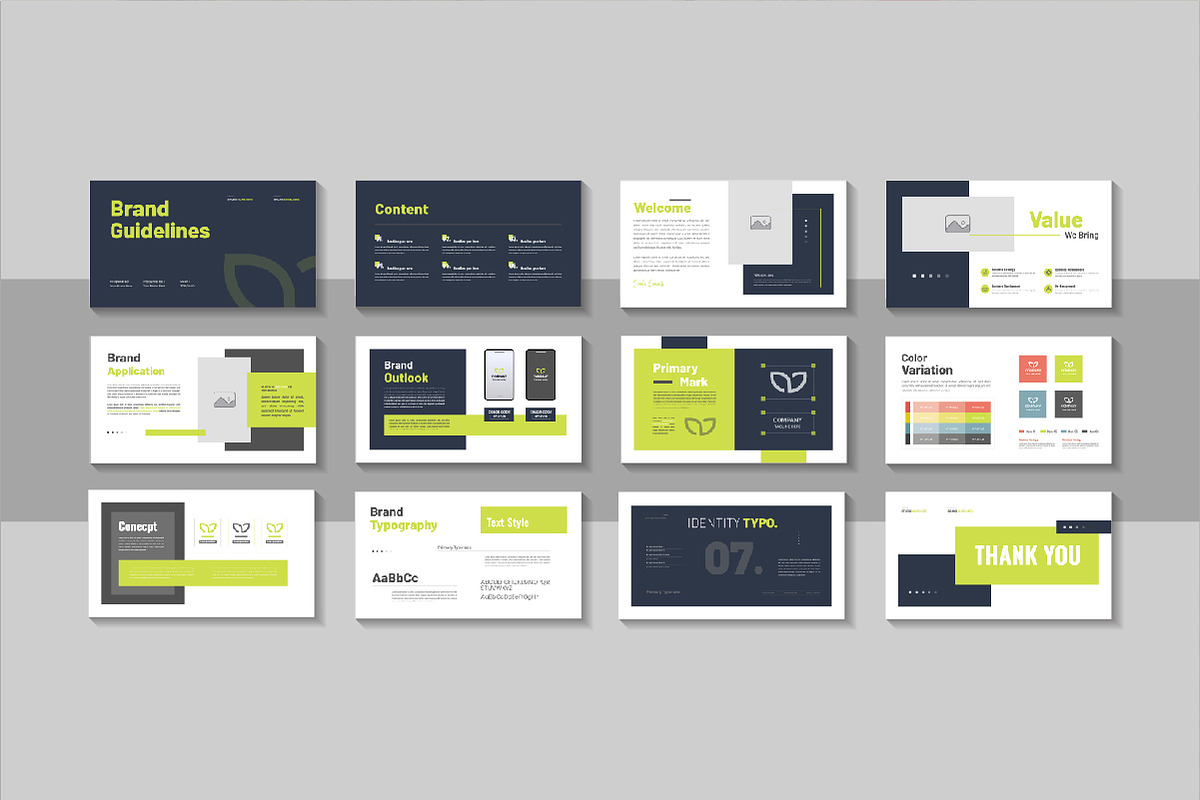 Clean brand guideline portfolio deck, a Presentation Template by Pavel_design (Photo 1 of 4)