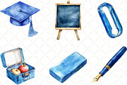Blue School Clipart, an Illustration by Black Bird Studio (Thumbnail 2 of 6)