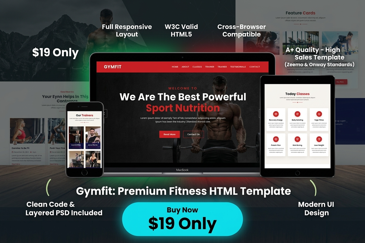 Gymfit - Gym Fitness HTML Template, a Bootstrap Template by Themeplaza (Photo 1 of 6)