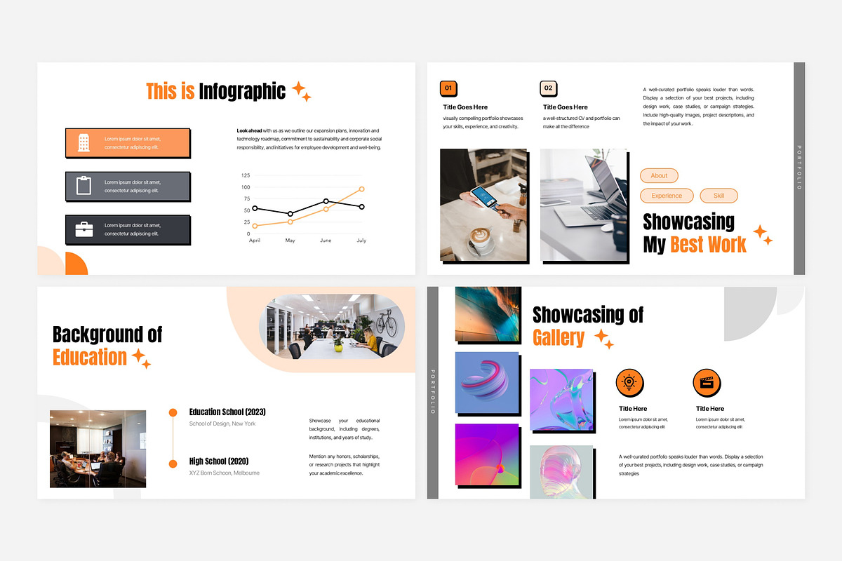 Orange Modern CV Portfolio Template, a Presentation Template by Eklip Studio (Photo 3 of 6)