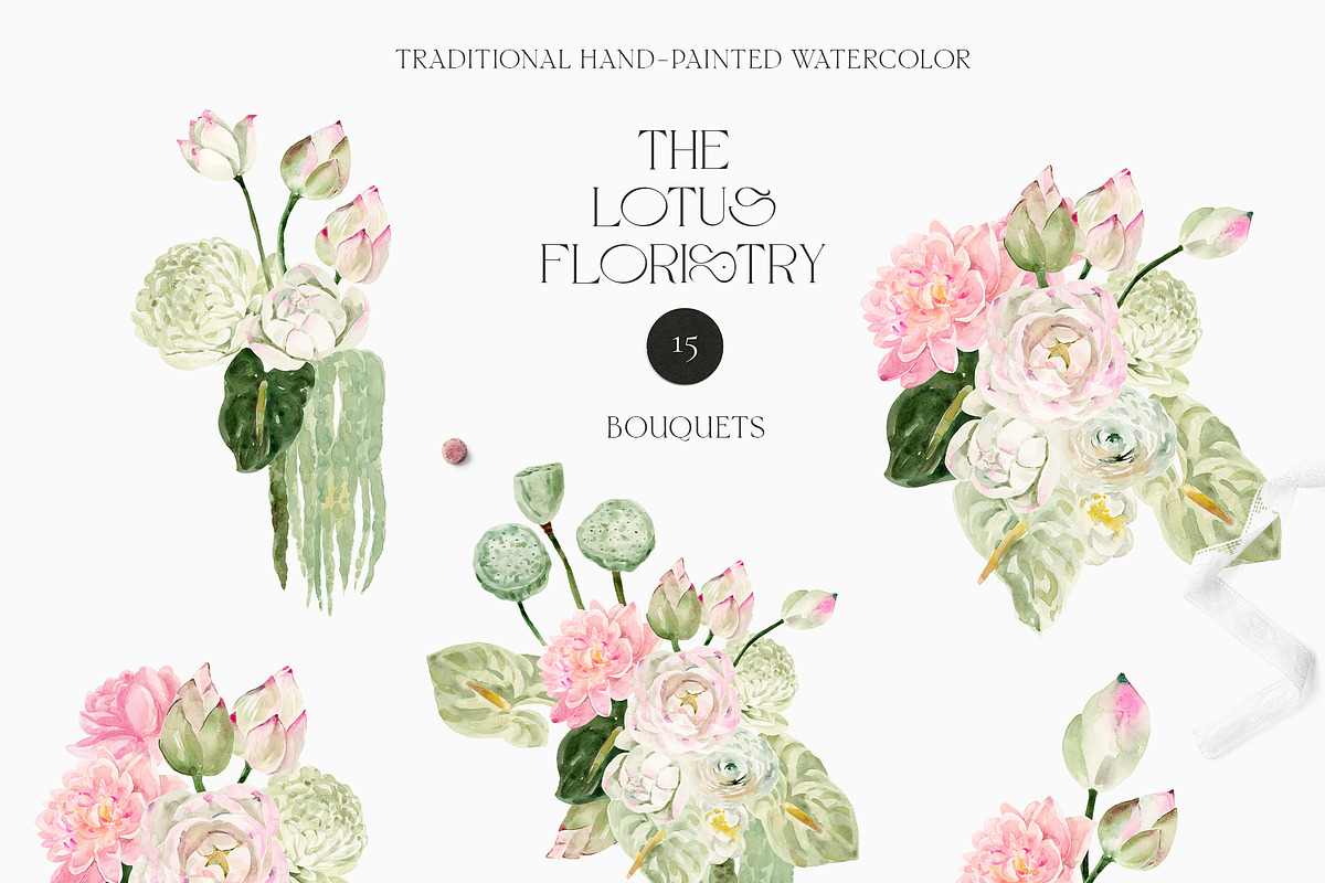 LOTUS Real Watercolor Flowers, a Decorative Illustration by Lana Elanor (Photo 3 of 10)