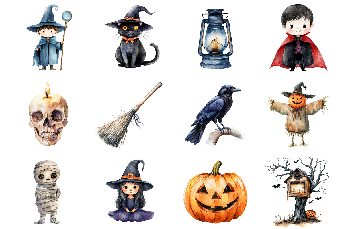 Adorable Halloween Creeps Clipart, an Illustration by Design Market (Photo 3 of 3)