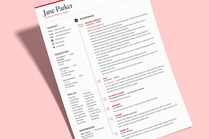 Red Resume Template And Cover Letter