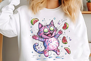 Whimsical Summer Cat Png Clipart, an Illustration by designcity5 (Thumbnail 4 of 5)