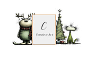 Whimsical Christmas Cats Clipart, an Illustration by Creative Art (Thumbnail 11 of 14)