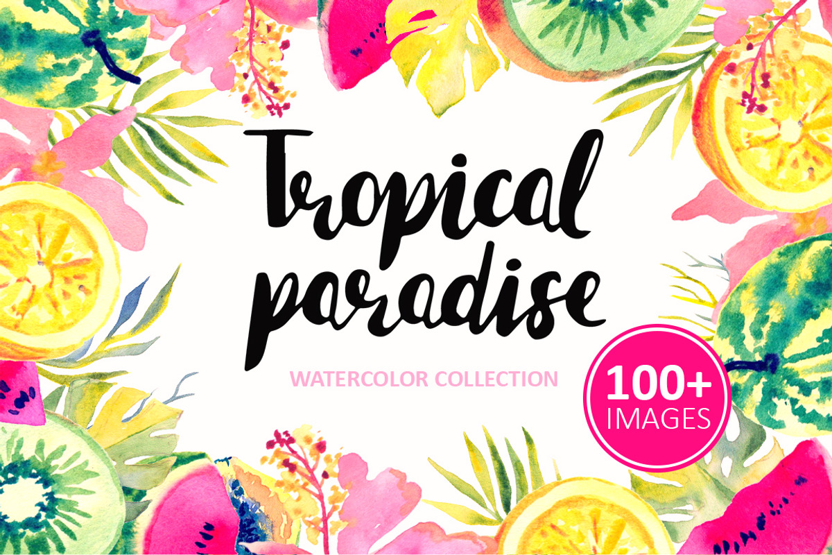 Tropical Paradise-watercolor set, an Object Graphic by Kseniya_design (Photo 1 of 12)