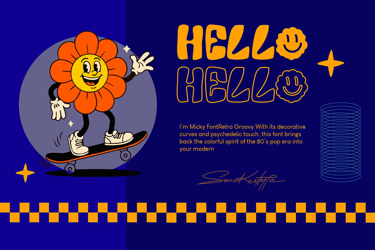 MickySmoki - psychedelic groovy font, a Font by Sanskertype Studio (Photo 2 of 10)