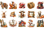Watercolor Autumn Farm Clipart, an Illustration by Designking (Thumbnail 2 of 5)