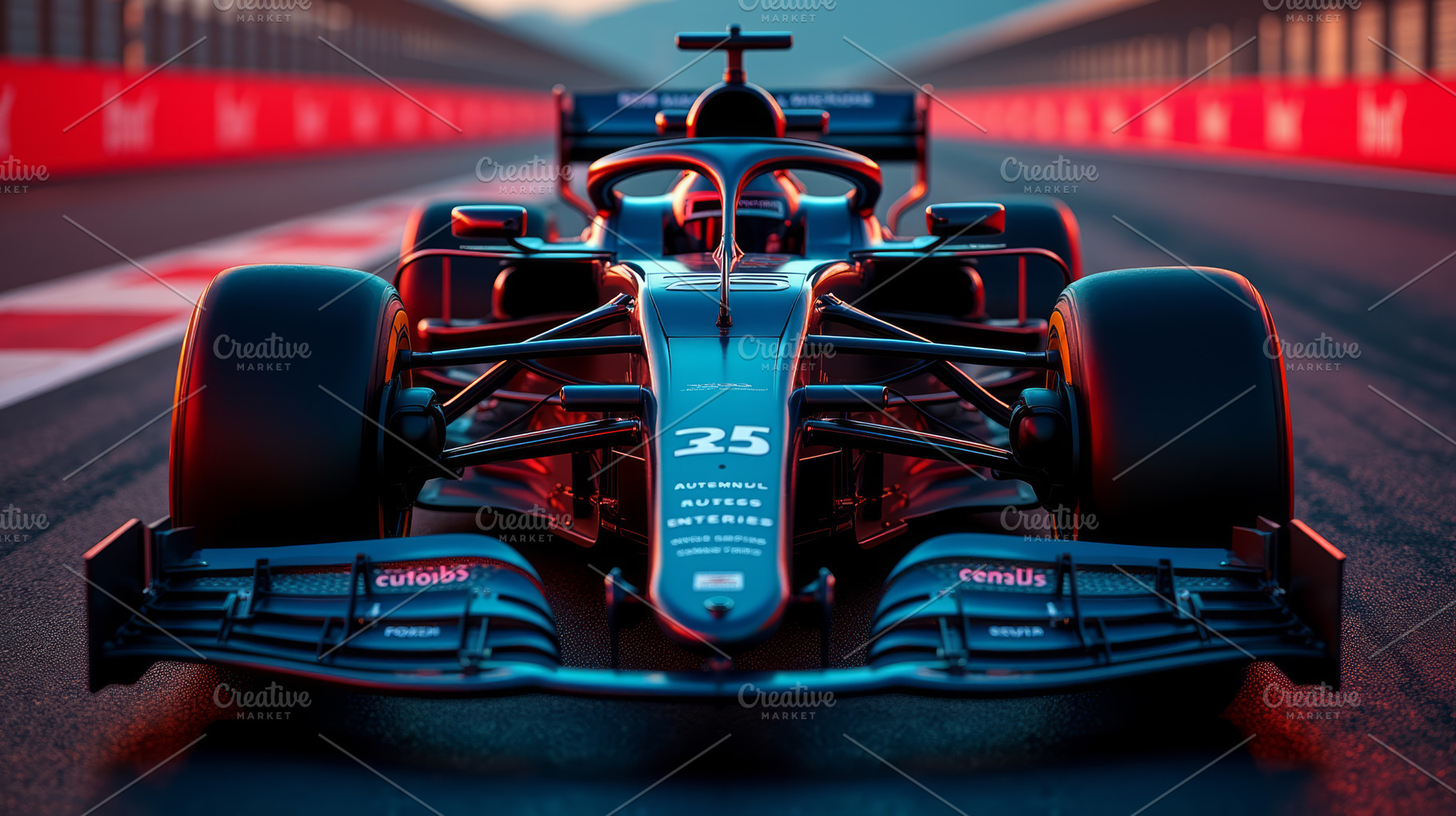 Bright red F1 car on race track, a Sports & Recreation Photo by angellodeco