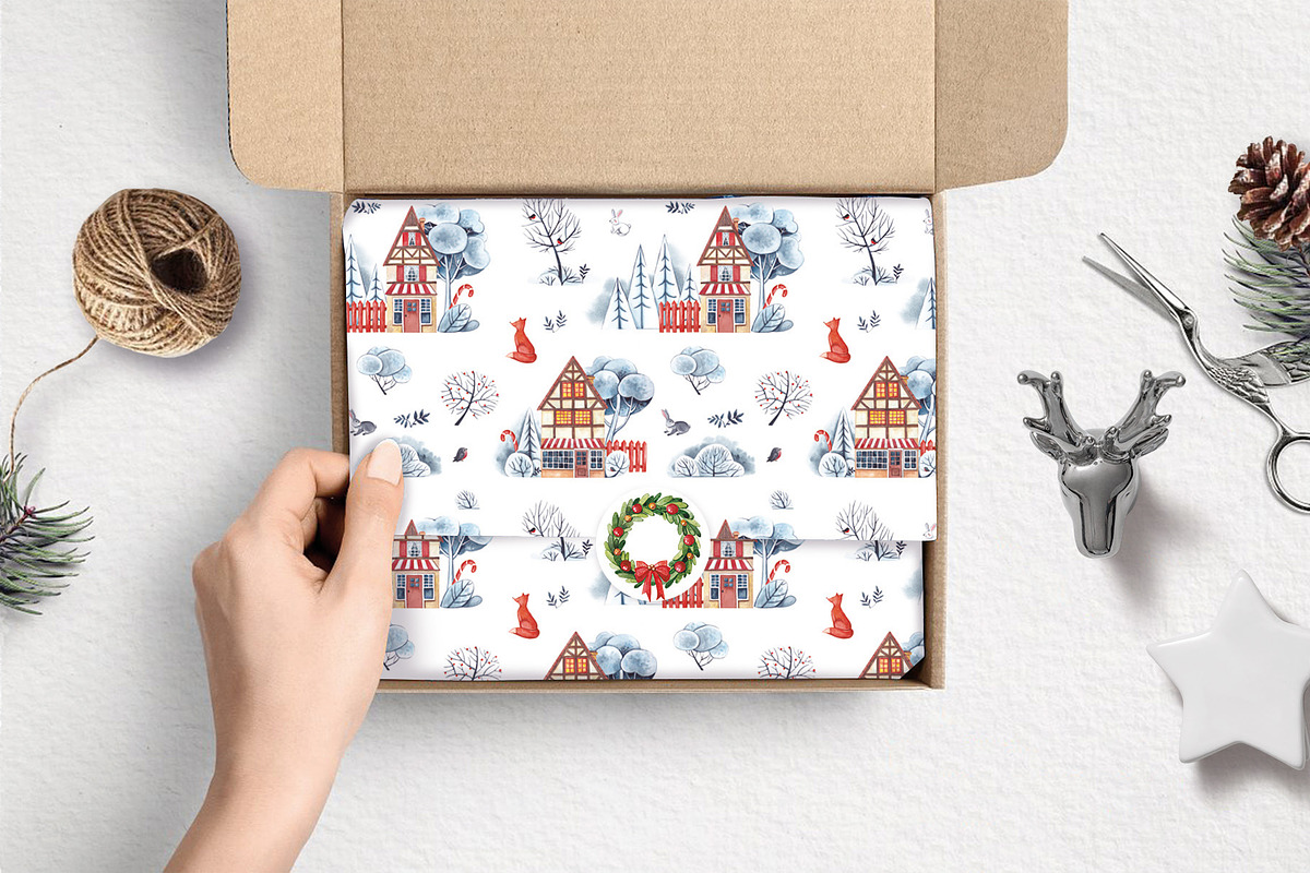 CHRISTMAS HOUSES, a Decorative Illustration by Elena_Sedova (Photo 10 of 11)