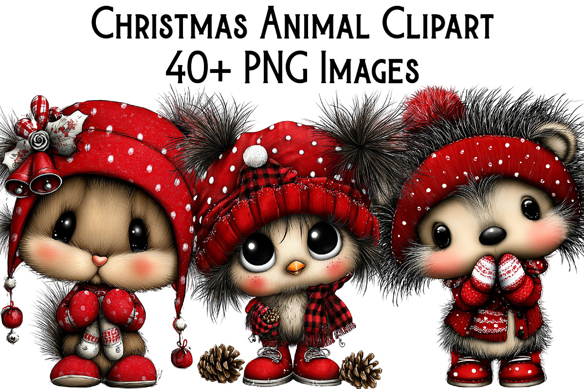 Christmas Animal Clipart Bundle, an Illustration by Pixels.Craft (Photo 1 of 6)