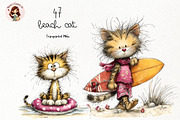 Beach Cat PNG Clipart Watercolor, a Seasonal Illustration by Nicolle's Colorful Art (Thumbnail 1 of 4)