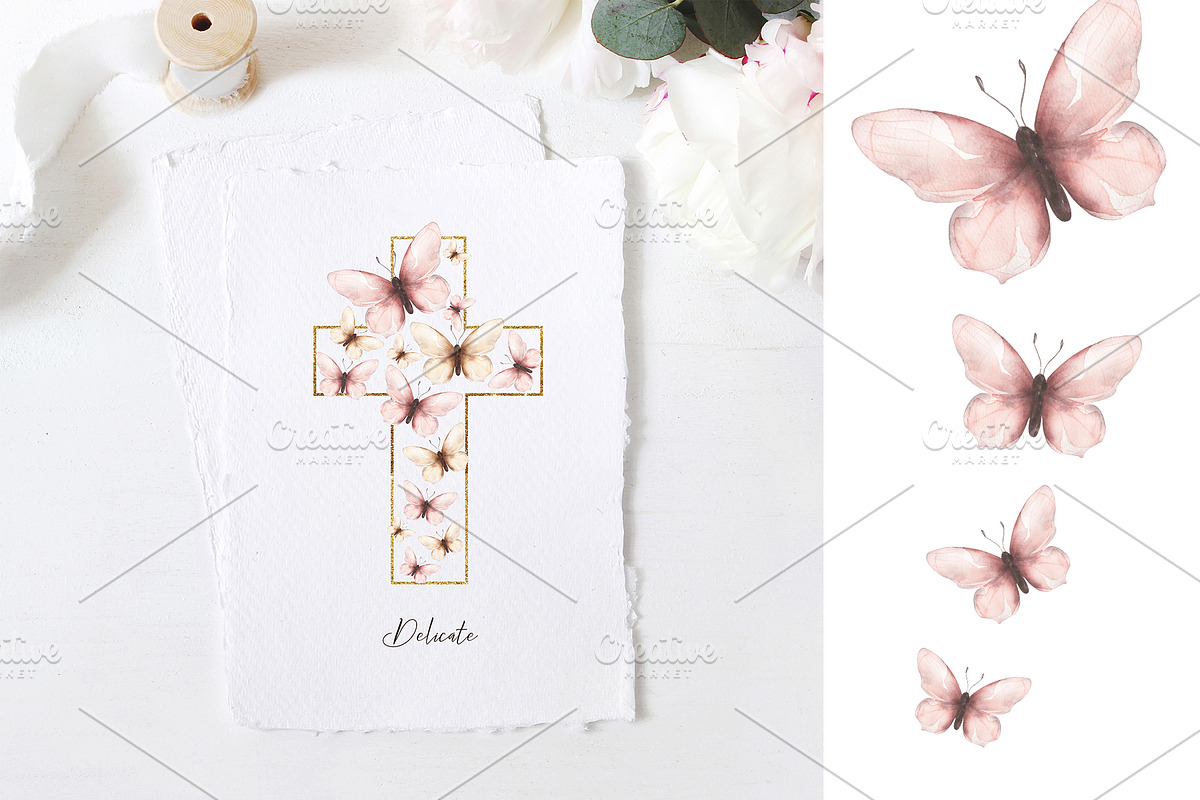 Watercolor Delicate Butterfly Set, a Decorative Illustration by MayaNavits (Photo 5 of 8)