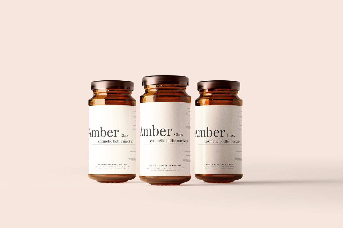 Amber Glass Jar Mockups, a Cups & Container Mockup by pmvch (Photo 4 of 10)