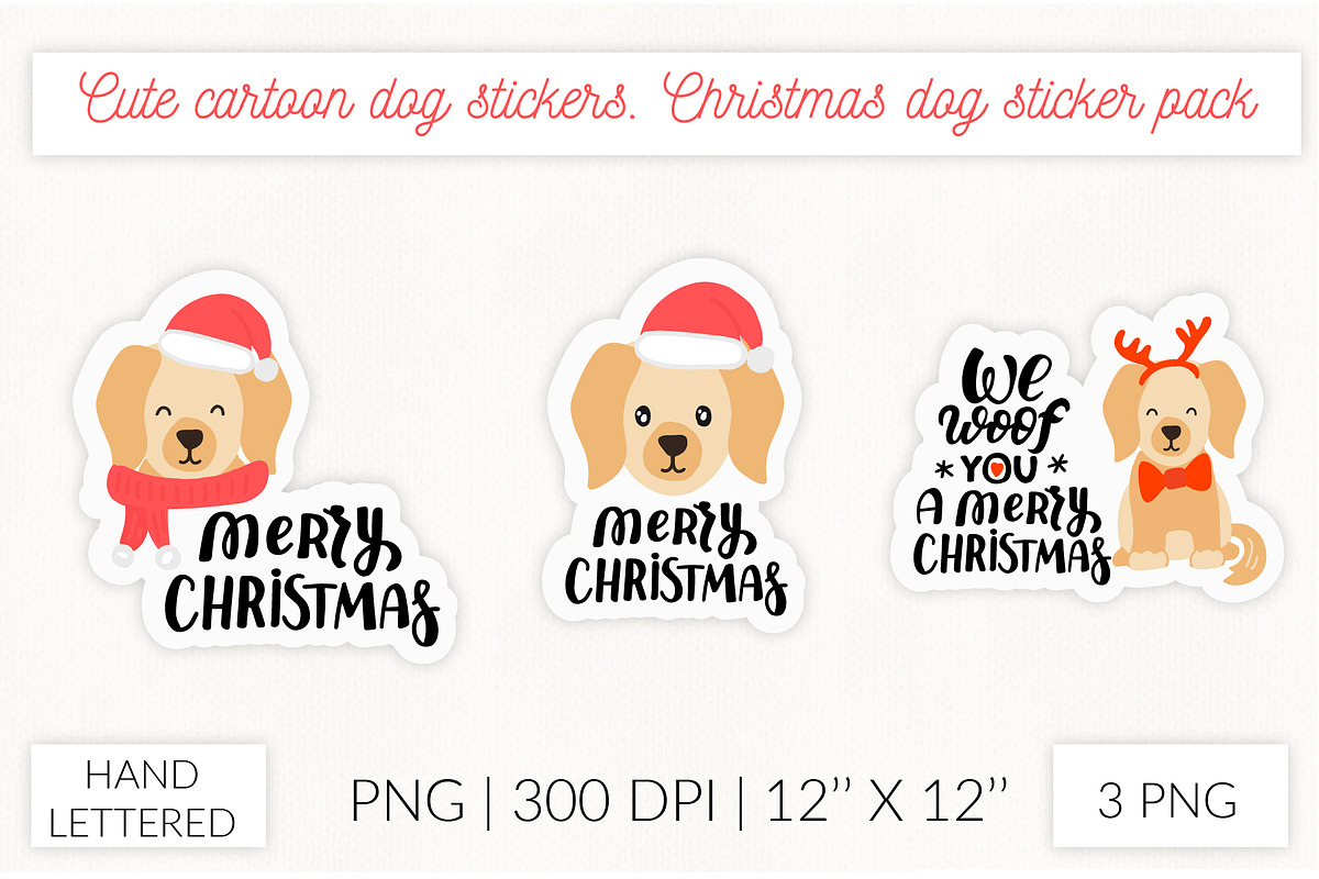 Cute dog stickers. Puppy Christmas, an Object Graphic by Let's Art (Photo 5 of 24)