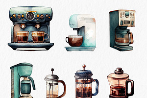 Coffee Lover Watercolor Clipart PNG