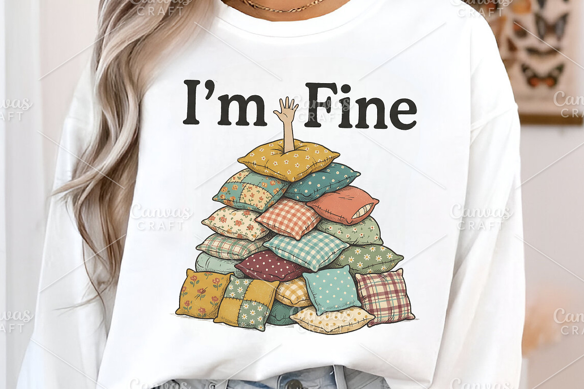 Funny I’m OK Pillow Pile PNG, an Illustration by Canvas Craft (Photo 4 of 6)