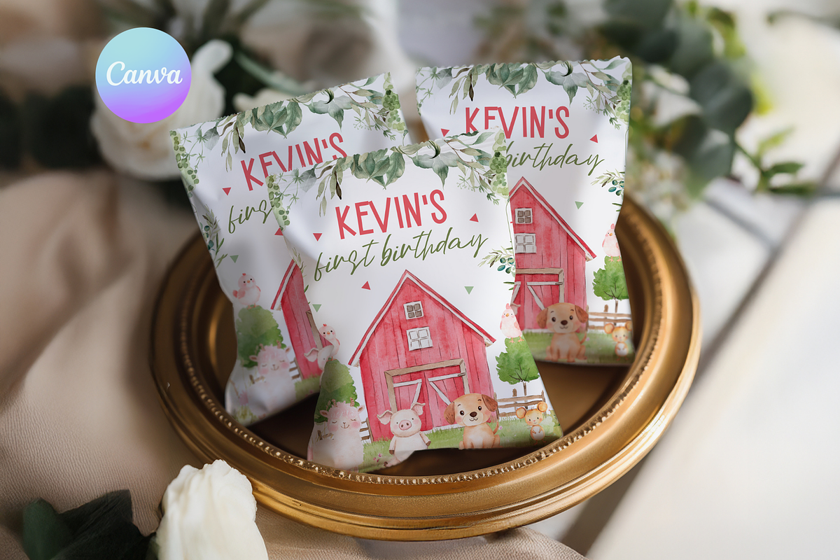 Farm Animal Birthday Chips Wrapper, a Templates & Theme by VeliusCreativeStudio (Photo 1 of 2)