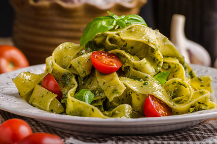 Pasta with basil pesto featuring pasta, pesto, and food, a Food & Drink Photo by Stepanek Photography